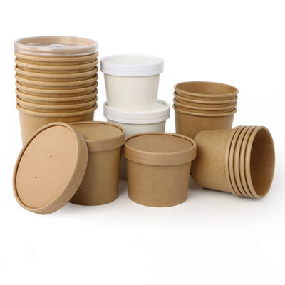 16OZ 26oz Kraft Take Away  Eco Friendly Disposable Food Containers Biodegradable Soup Cups