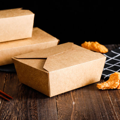 Custom Logo Printing 337g 18g PE Kraft Paper Lunch Box Take Away Boxes For Food