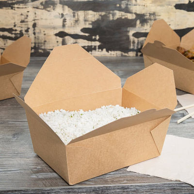 FDA 2000ml Biodegradable Disposable Tableware 337gsm Lunch Box Paper Food Container