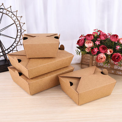 Biodegradable Food Packaging Boxes Takeway Bento Lunch Box Kraft Paper