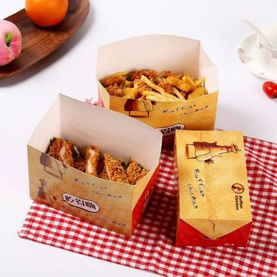 7CM 300gsm  Fast Food Packaging Roast Chicken Box Take Out Paper Boxes
