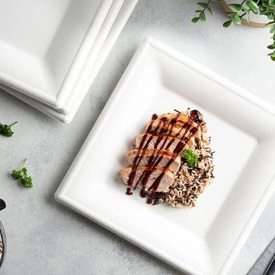 9in 10in Eco Friendly Compostable Sugarcane Paper Plates Dessert Square Cake Plate