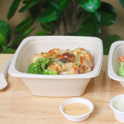 16 24 32oz Biodegradable Sugarcane Bagasse Bowl Fruit Salad Containers Box With Cover