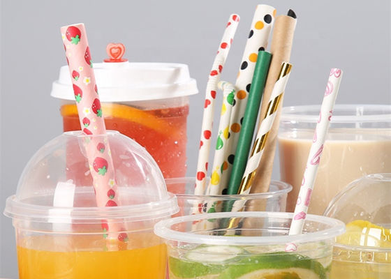 7.75in Party Durable Paper Drinking Straws Colorful Biodegradable Straws For Hot Drinks