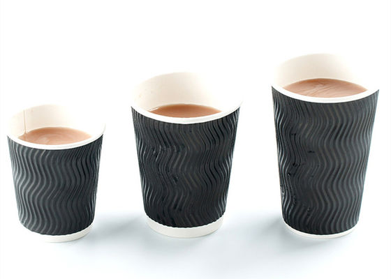 400ml PLA  Sturdy Durable Corrugated Paper 12oz Ripple Cups With Lids