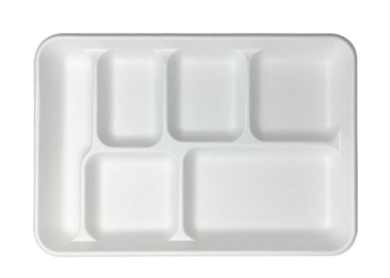 School Disposable Biodegradable Bagasse Tableware 6 5 3 Compartment Lunch Tray