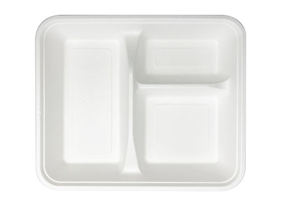 School Disposable Biodegradable Bagasse Tableware 6 5 3 Compartment Lunch Tray