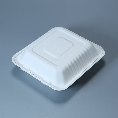 8in 9in Biodegradable Sugarcane Bagasse Clamshell Freezable Fast Food Container Tableware
