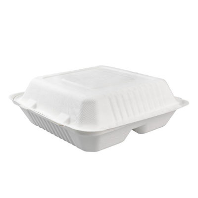 8in 9in Biodegradable Sugarcane Bagasse Clamshell Freezable Fast Food Container Tableware