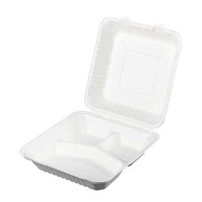 8in 9in Biodegradable Sugarcane Bagasse Clamshell Freezable Fast Food Container Tableware