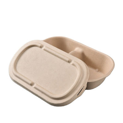 850ml 1000ml Biodegradable Bagasse Tableware Greaseproof Microwave Container With Lid