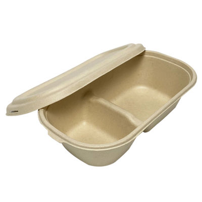 850ml 1000ml Biodegradable Bagasse Tableware Greaseproof Microwave Container With Lid