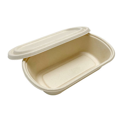 850ml 1000ml Biodegradable Bagasse Tableware Greaseproof Microwave Container With Lid