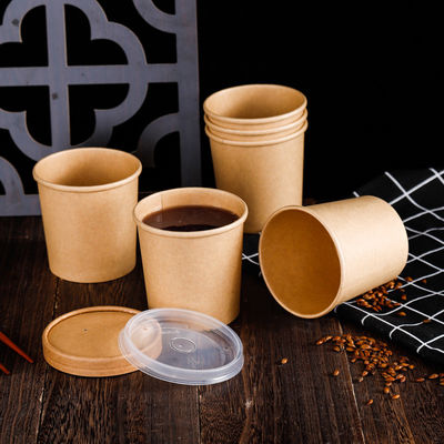 16OZ 26oz Kraft Take Away  Eco Friendly Disposable Food Containers Biodegradable Soup Cups