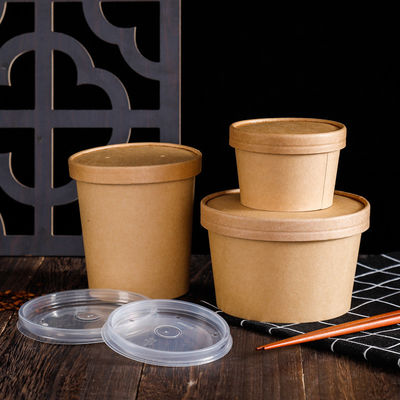 16OZ 26oz Kraft Take Away  Eco Friendly Disposable Food Containers Biodegradable Soup Cups