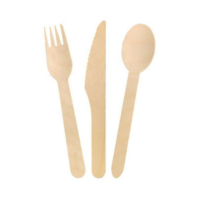 140mm Biodegradable Birch Disposable Wooden Cutlery 150mm Wooden Fork Knife And Spoon