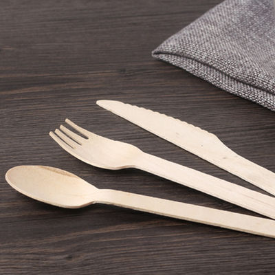 140mm Biodegradable Birch Disposable Wooden Cutlery 150mm Wooden Fork Knife And Spoon