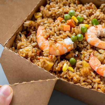 Custom Logo Printing 337g 18g PE Kraft Paper Lunch Box Take Away Boxes For Food