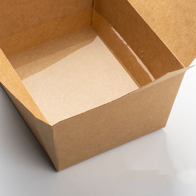 FDA 2000ml Biodegradable Disposable Tableware 337gsm Lunch Box Paper Food Container