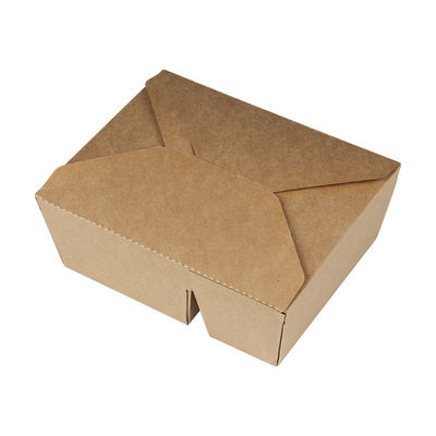 FDA 2000ml Biodegradable Disposable Tableware 337gsm Lunch Box Paper Food Container