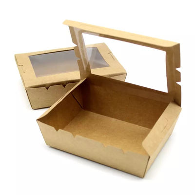 Salad 337gsm Biodegradable Disposable Tableware Food Packaging Box With Window
