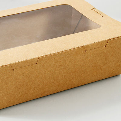 Salad 337gsm Biodegradable Disposable Tableware Food Packaging Box With Window