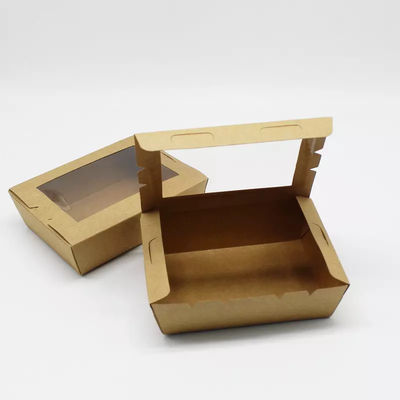 Salad 337gsm Biodegradable Disposable Tableware Food Packaging Box With Window