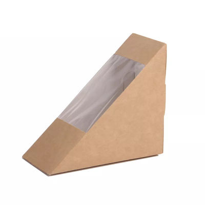 Brown Kraft Food Paper Cardboard Takeaway Lunch Packaging Sandwich Box With Window