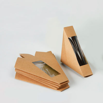 Brown Kraft Food Paper Cardboard Takeaway Lunch Packaging Sandwich Box With Window
