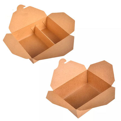 Disposable Compartment Take Away Box Carryout Food Packaging Kraft Paper Lunch Boxes