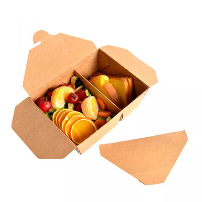 Disposable Compartment Take Away Box Carryout Food Packaging Kraft Paper Lunch Boxes