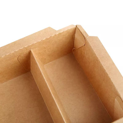 Disposable Compartment Take Away Box Carryout Food Packaging Kraft Paper Lunch Boxes