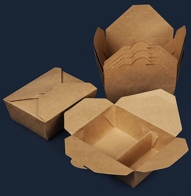 Disposable Compartment Take Away Box Carryout Food Packaging Kraft Paper Lunch Boxes