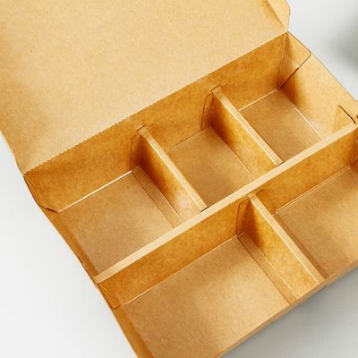 3 4 5 Compartment Biodegradable Disposable Tableware Bento Paper Lunch Box Kraft 3MM