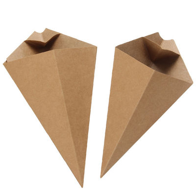 Pe Coated French Fries Paper Disposable Cone Cups Kraft Paper Box With Sauce