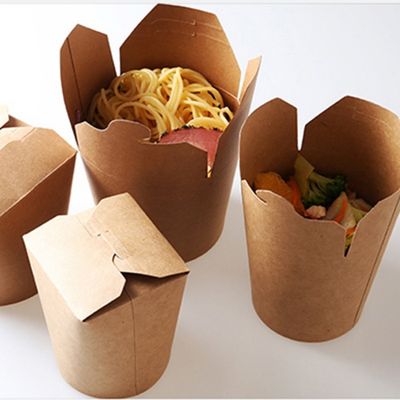 250ml Foldable Round Biodegradable Disposable Tableware 8oz 12oz Paper Noodle Box