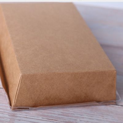 500ml 600ml Kraft Paper Tray Sushi Food Box 300gsm Disposable Food Containers With Lids