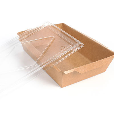 500ml 600ml Kraft Paper Tray Sushi Food Box 300gsm Disposable Food Containers With Lids