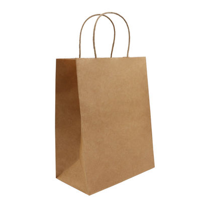 Kraft Biodegradable Disposable Tableware 130g 135g White Gift Bag With Handles