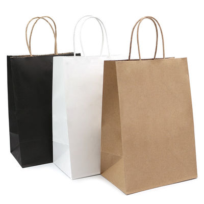 Kraft Biodegradable Disposable Tableware 130g 135g White Gift Bag With Handles
