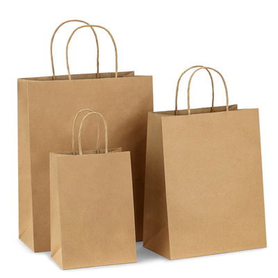 Kraft Biodegradable Disposable Tableware 130g 135g White Gift Bag With Handles