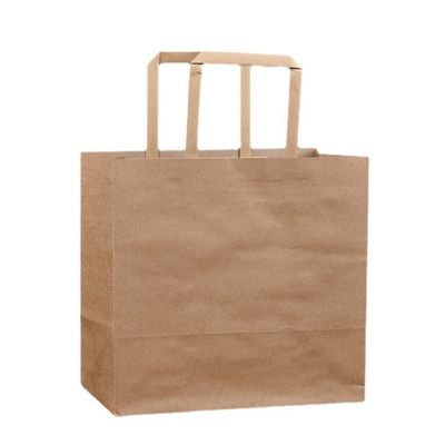 250gsm 300gsm Biodegradable Disposable Tableware Brown Paper Bags With Handles