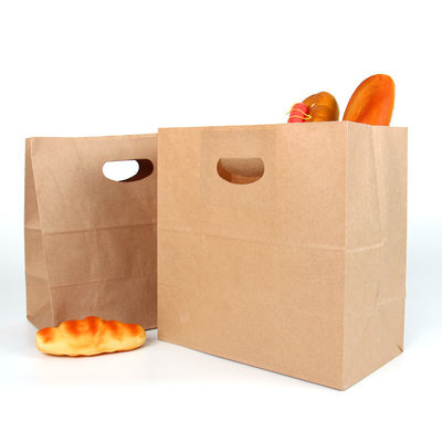 Recycled 4LBS Die Cut Food Packaging Paper Bag Handle Gift Shopping Bag 150GSM