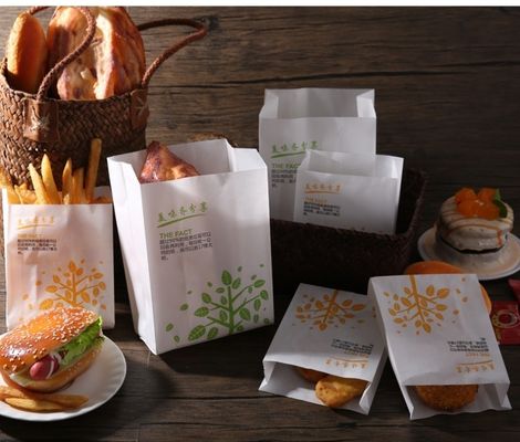40gsm To 150gsm Eco Friendly Greaseproof Fast Food Paper Bag CMYK For Oil Food