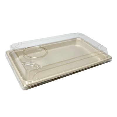 11g Dinnerware Fast Food Biodegradable Bagasse Tableware Sushi Tray With Pet Lid