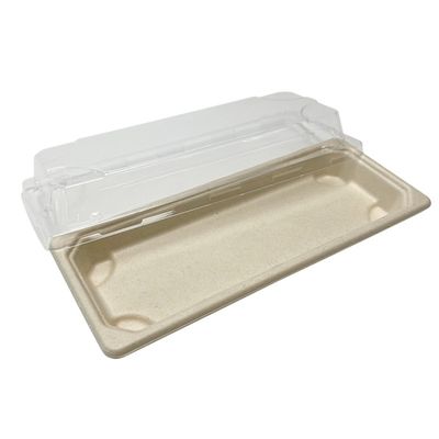 11g Dinnerware Fast Food Biodegradable Bagasse Tableware Sushi Tray With Pet Lid