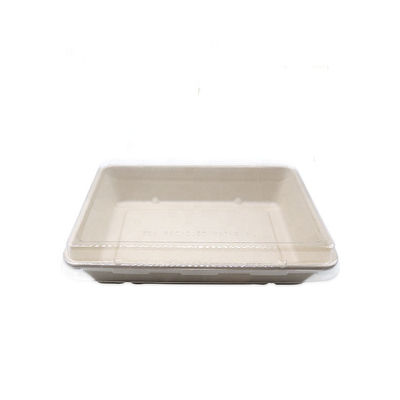 11g Dinnerware Fast Food Biodegradable Bagasse Tableware Sushi Tray With Pet Lid