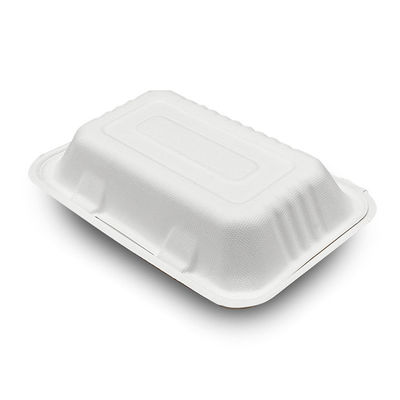7 X 5in Biodegradable Sugarcane Bagasse Pulp Hinged Food Container Take Out Lunch Box