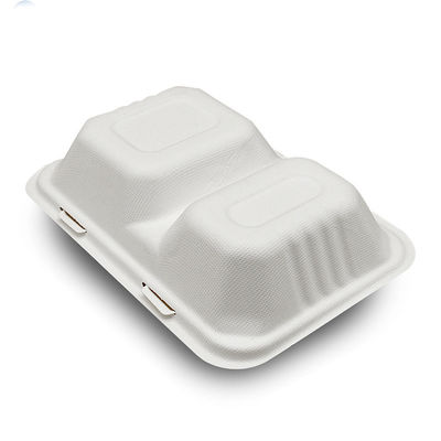 7 X 5in Biodegradable Sugarcane Bagasse Pulp Hinged Food Container Take Out Lunch Box