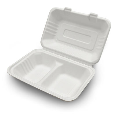 7 X 5in Biodegradable Sugarcane Bagasse Pulp Hinged Food Container Take Out Lunch Box
